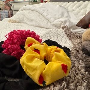 Vibrant Strawberry Yellow Scrunchie Set